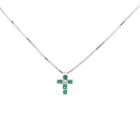 Pendente Mirco Visconti Donna Girocollo croce in Oro Smeraldo 0.11 Ct AB656/S - AB656/S